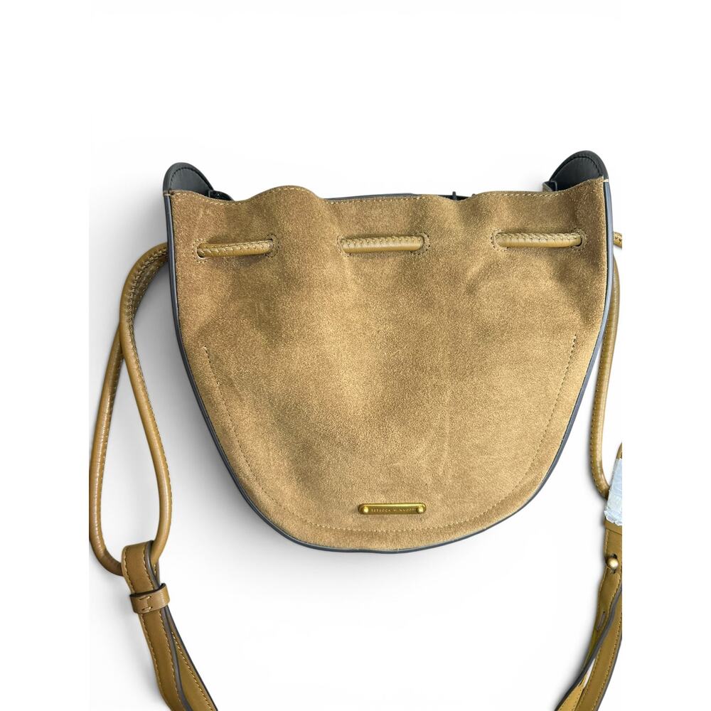 NWT Rebecca Minkoff Lulu Suede Leather Crossbody Bucket Bag Tassel - Military - Picture 8 of 13